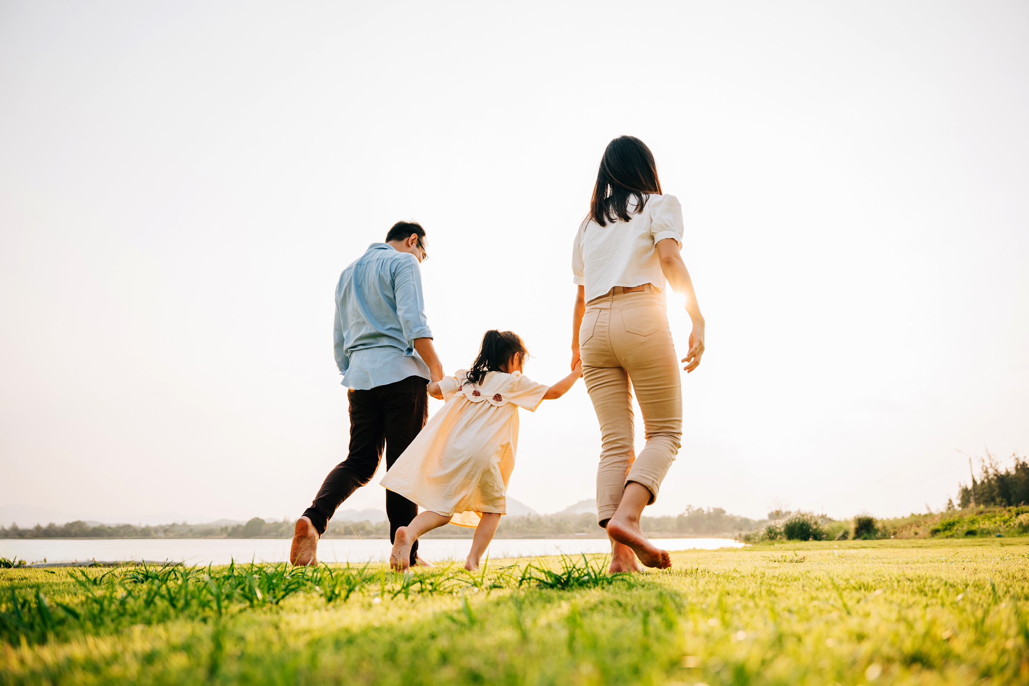 family walking with daughter