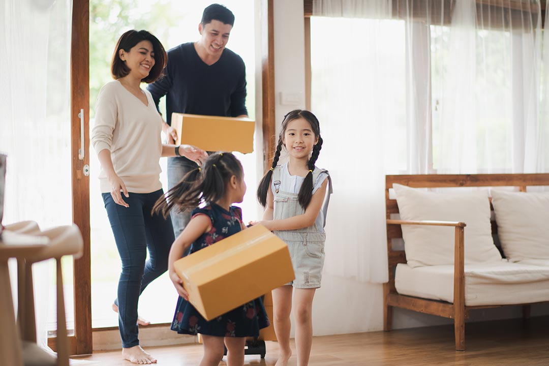 happy family moving in