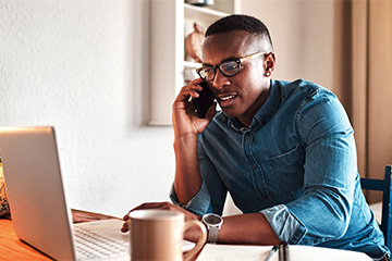 A person on the computer researching