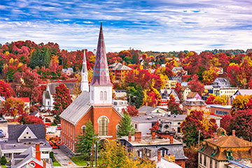 A town in Vermont during fall